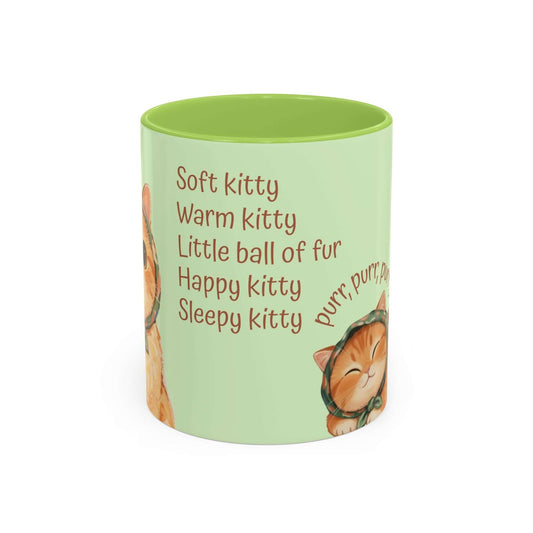 Muffin's Bliss ceramic mug featuring cute cat artwork and cozy text, perfect for tea and coffee lovers.