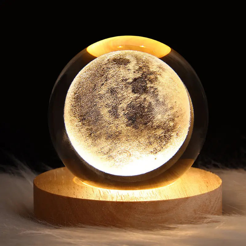 Crystal ball night lamp with 3D planetary starry sky design