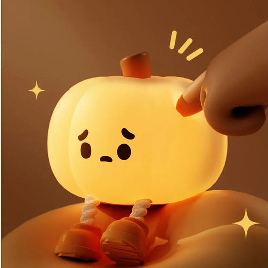 Halloween Pumpkin Night Light – Cute Soft Silicone Lamp, Touch Dimmable & Rechargeable Bedside Decor, Kids Gifts & Home Decorations