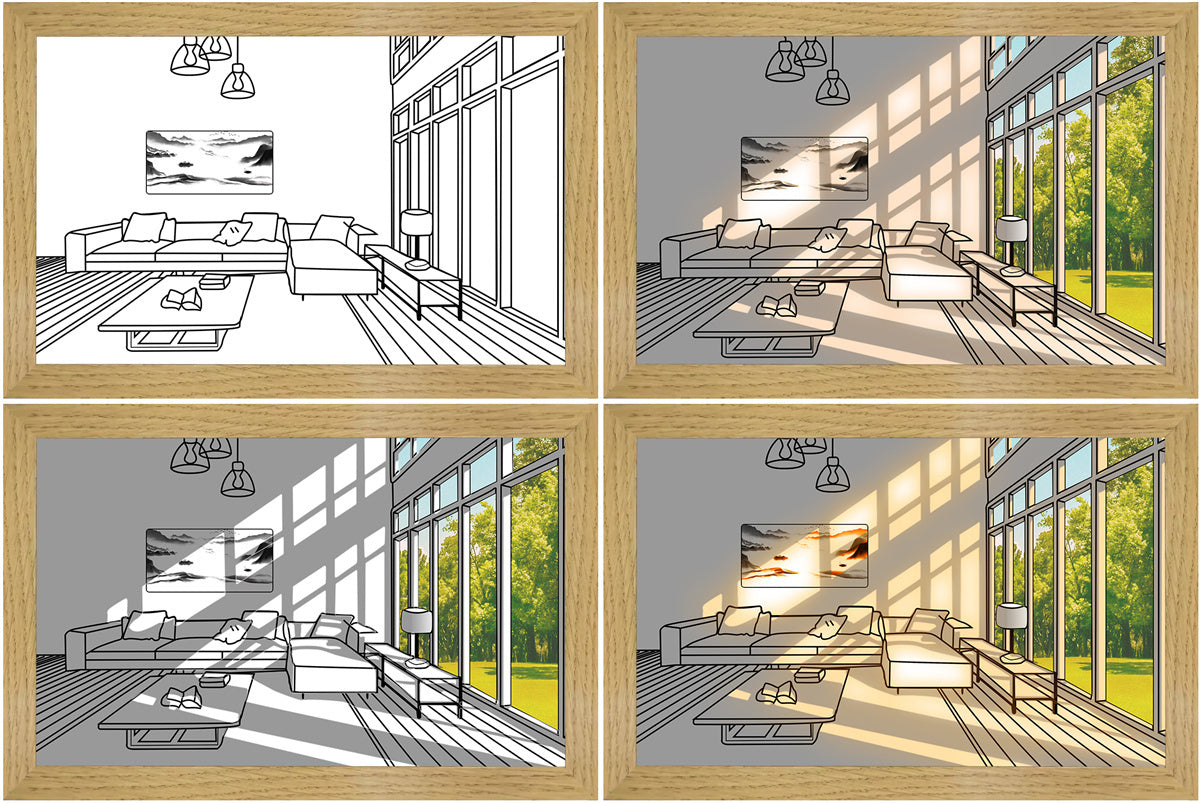 LED Light Painting – Creative Bedside Art for a Warm, Sunny Vibe