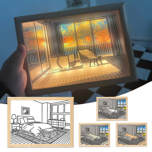LED Light Painting – Creative Bedside Art for a Warm, Sunny Vibe