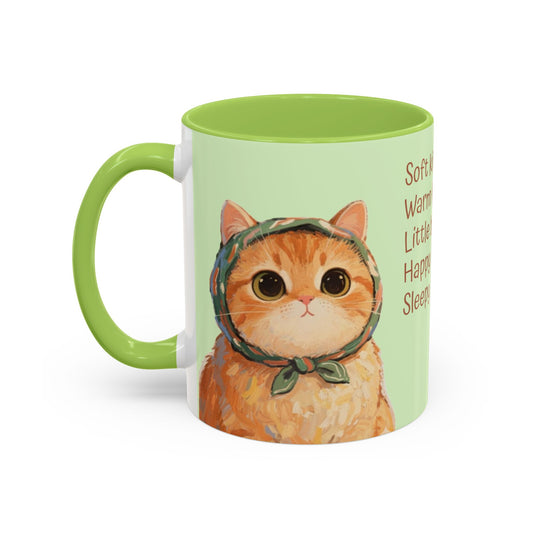 Muffin's Bliss cozy orange cat dreamer ceramic mug for tea and coffee lovers, featuring a cute cat design.