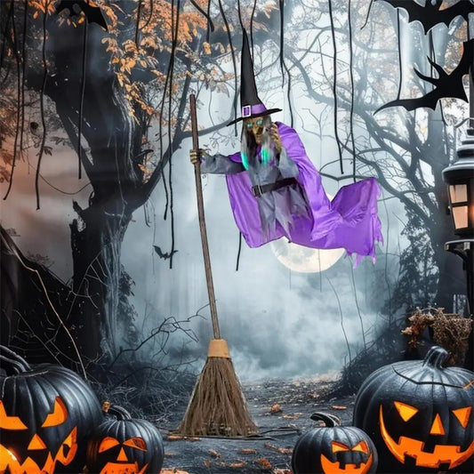 Flying Witch Halloween Decoration – Floating Outdoor Scary Witch Prop