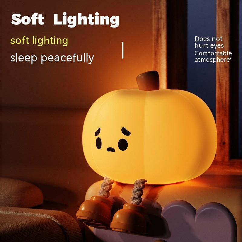 Halloween Pumpkin Night Light – Cute Soft Silicone Lamp, Touch Dimmable & Rechargeable Bedside Decor, Kids Gifts & Home Decorations
