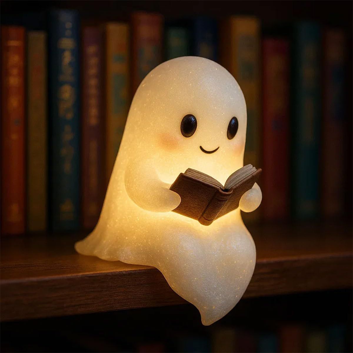 Spooky Cute 10 cm Ghost Lamp – LED Night Light for Kids & Readers | Halloween Bedside Glow, Cozy Sleep Light & Gift Decor
